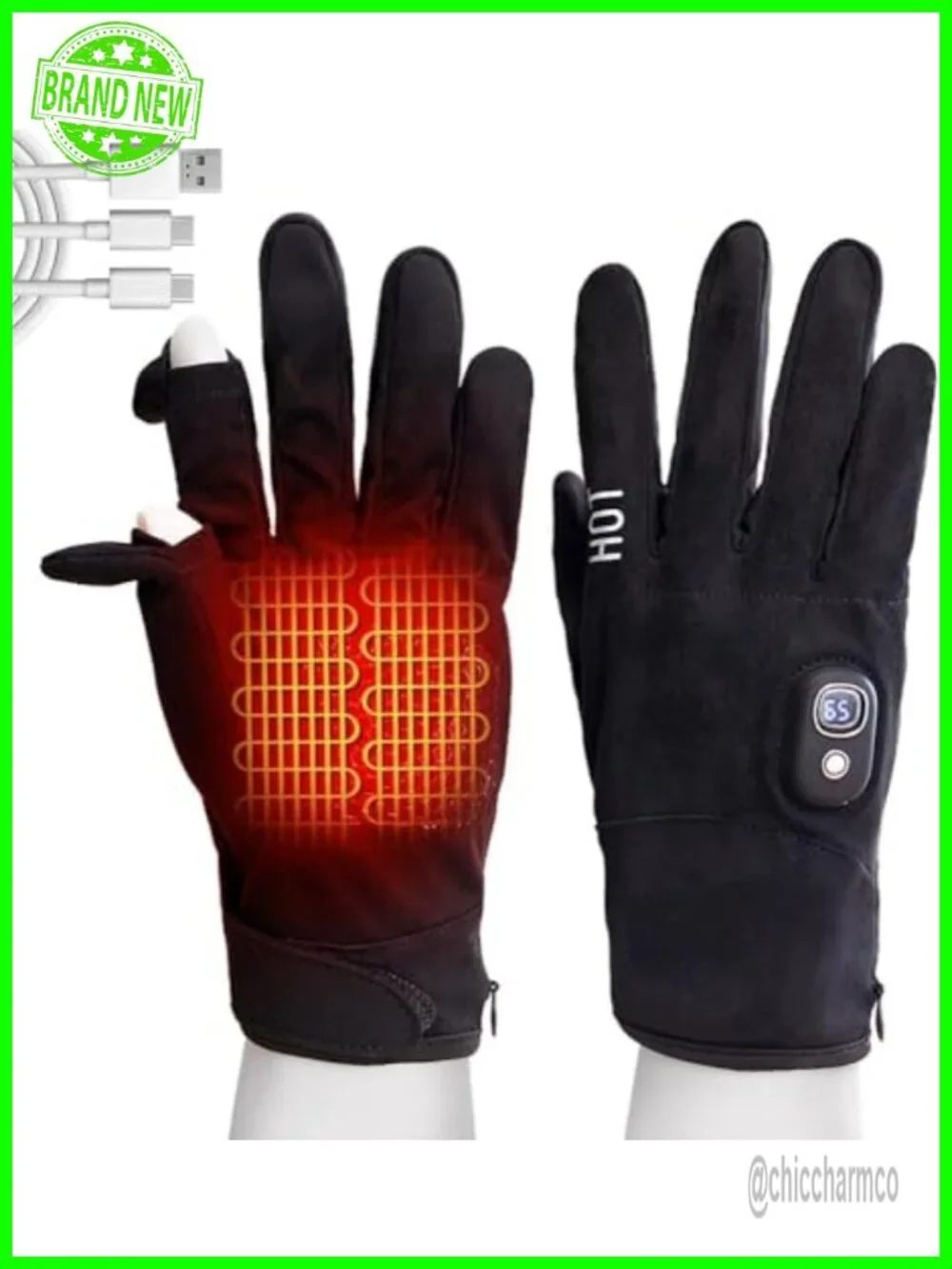 Electric Heated Gloves - Battery Rechargeable Touchscreen Thin Work Gloves for